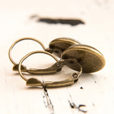 Cabochon Dangly & Stud Earrings / Natural Graphic Elephant / Black And White