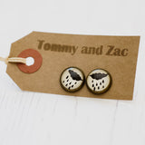 Cabochon Dangly & Stud Earrings / Natural Graphic Cloud & Rain / Black And White