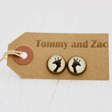 Cabochon Dangly & Stud Earrings / Natural Graphic Giraffe / Black And White