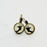 Cabochon Dangly & Stud Earrings / Natural Graphic Giraffe / Black And White