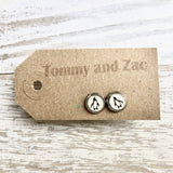 Cabochon Dangly & Stud Earrings / Natural Graphic Penguin / Black And White