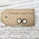 Cabochon Dangly & Stud Earrings / Natural Graphic Elephant / Black And White