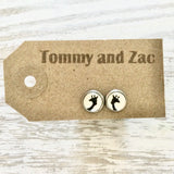 Cabochon Dangly & Stud Earrings / Natural Graphic Giraffe / Black And White