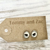 Cabochon Dangly & Stud Earrings / Natural Graphic Cup / Black And White