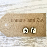 Cabochon Dangly & Stud Earrings / Natural Graphic Giraffe / Black And White