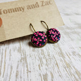 Liberty Cotton Fabric Earrings / Small Pink Ribbon