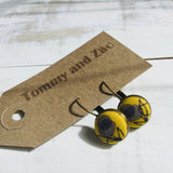 Cotton Fabric Earrings / Grey Flower