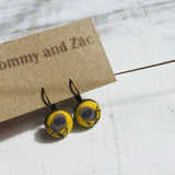 Cotton Fabric Earrings / Grey Flower