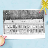 Terraced Houses A4 Illustration Print