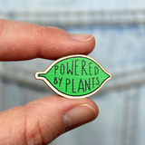 Powered by Plants Leaf Shaped Wooden Pin Badge by Embers and Ink
