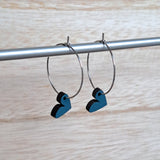 Heart hoop earrings - teal