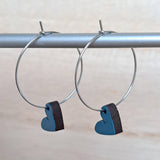 Heart hoop earrings - teal