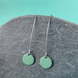 Long Drop Earrings - Circle - Light Sage