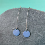 Long Drop Earrings - Circle - Powder Blue
