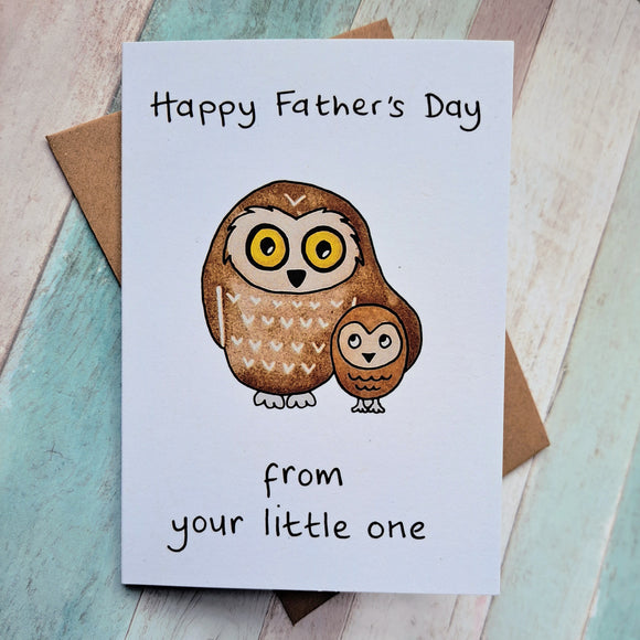 'From your little one' Owls Father's Day card