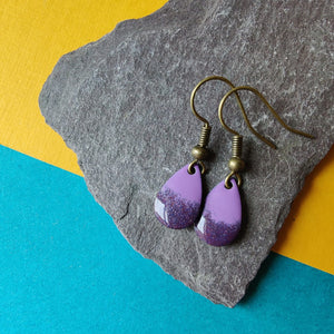 Earrings - Teardrop - Lilac and Dark Purple