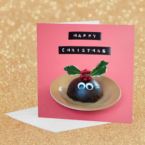 Christmas Googly Eye Card - Christmas Pudding