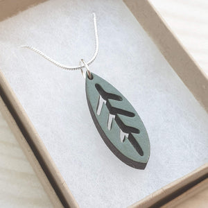 Leaf Necklace - Sage Green
