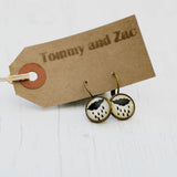 Cabochon Dangly & Stud Earrings / Natural Graphic Cloud & Rain / Black And White