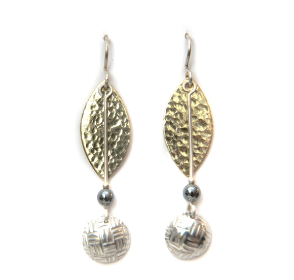 Pewter drop earrings.