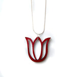 Hand-painted Tulip Necklace - Red