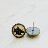 Cabochon Dangly & Stud Earrings / Natural Graphic Mountains / Black And White