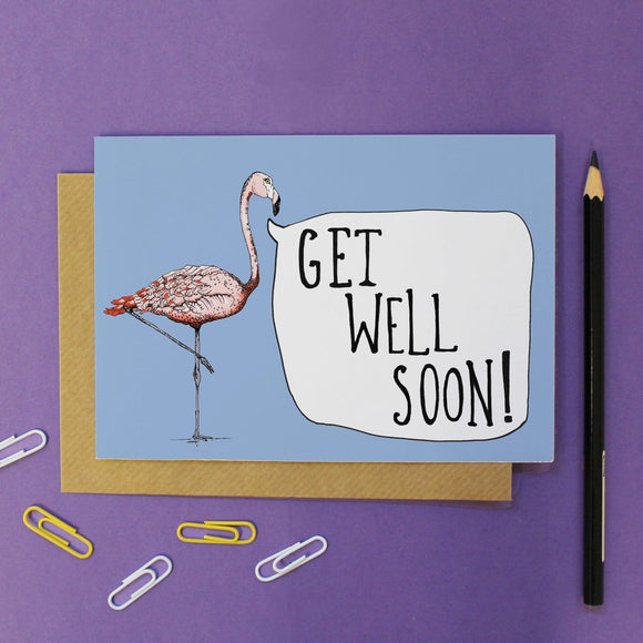 Flamingo Get Well Soon Card