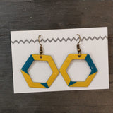 Hexagon Cut Out Enamel Dangly Earring