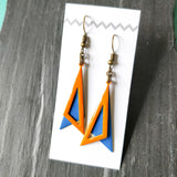 Double Triangle Enamel Dangly Earrings