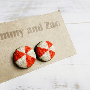 Japanese Fabric Fabric Earrings / Orange Triangles