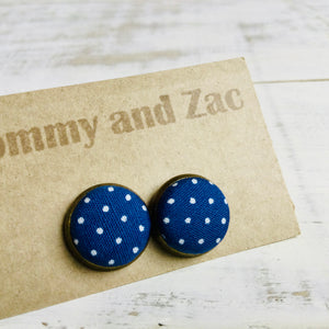 Japanese Fabric Earrings / Polka Dot Blue