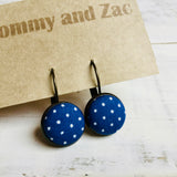 Japanese Fabric Earrings / Polka Dot Blue