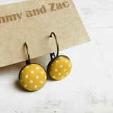 Japanese Fabric Earrings / Polka Dot Mustard