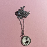 Cabochon / Stainless Steal Pendant / Necklace / Swallow / 2 Swallows / 4 Swallows
