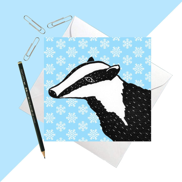 Snowy Days Badger Greetings Card