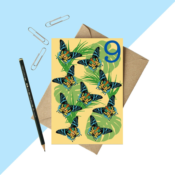 Age 9 Moth Birthday card