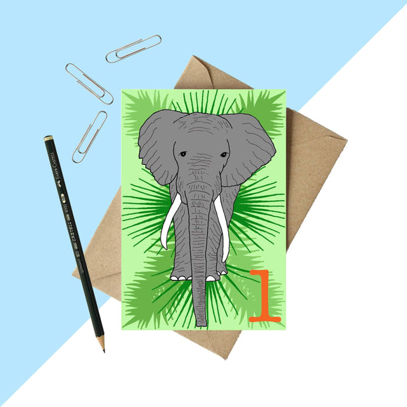 Age 1 Elephant Birthday card