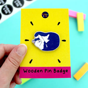Dave The Cat Wooden Pin Badge