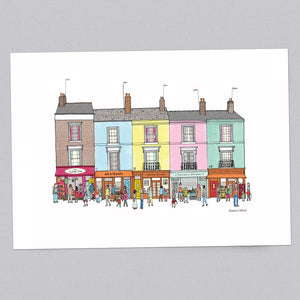Portobello Road Row of Shops A3 Illustration Print