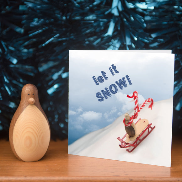 Let It Snow Penguin Christmas Card