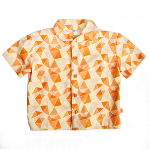 Age 2 Kids Handmade Shirt - Orange Geometric